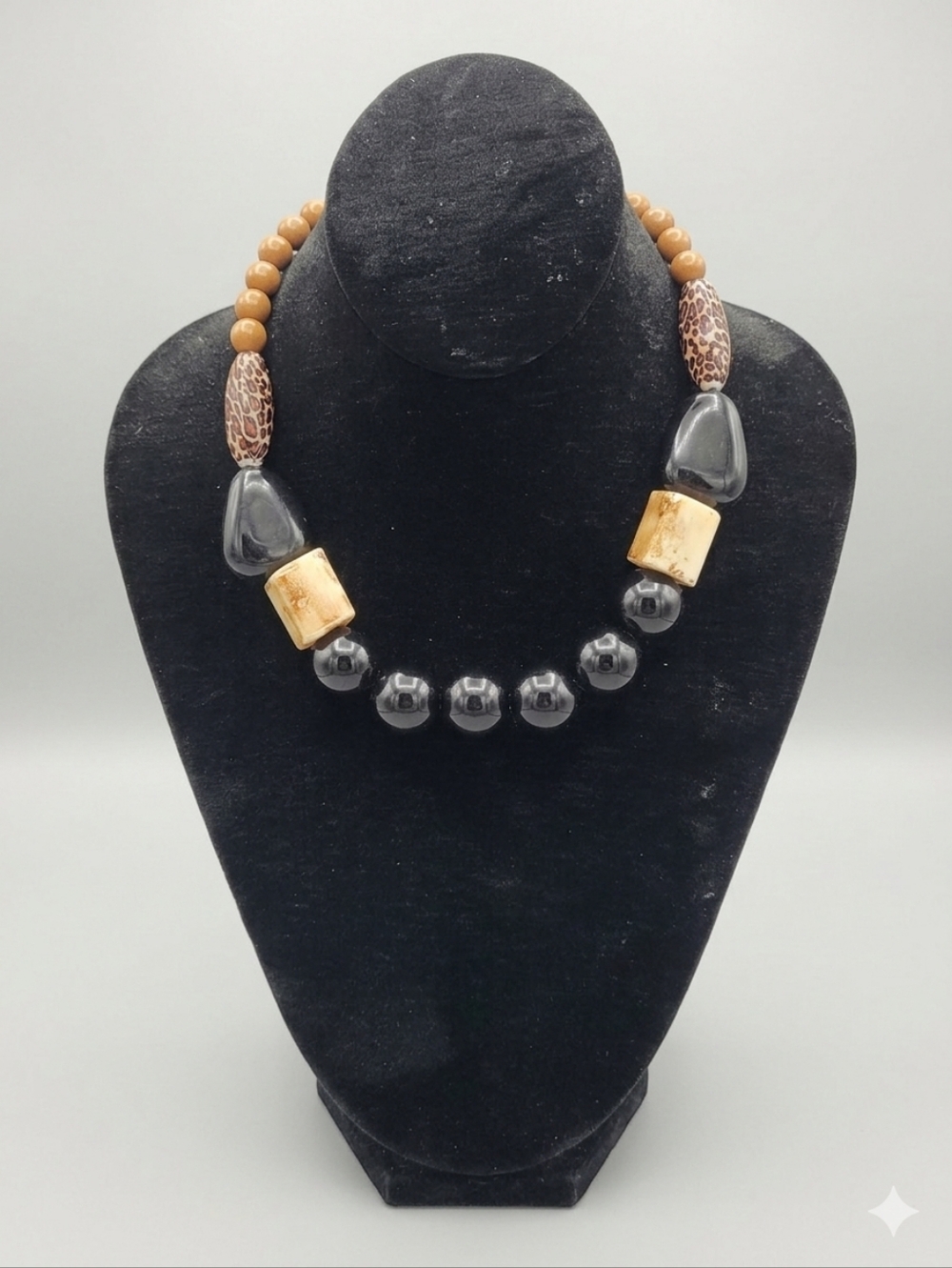 Brown and Black Bead Statement Necklace